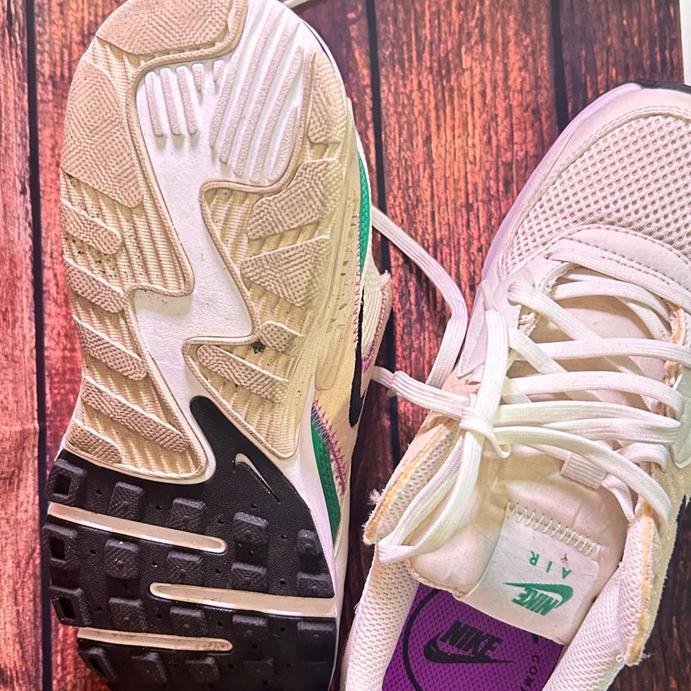 Nike Air Max Cream Sneakers with Purple and Green Highlights - Picture 5 of 9